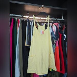 Yellow Sleeveless Dress with Pockets
